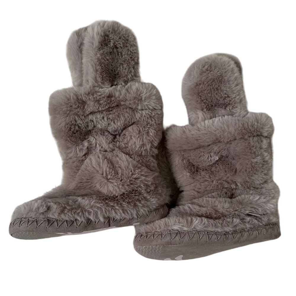 NWT Joules Girl's XS 9/10 Padabout Luxe Slipper Grey Bunny Moccasins
